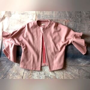 Elegant Pink Women's Jacket with Flutter Bell sleeves